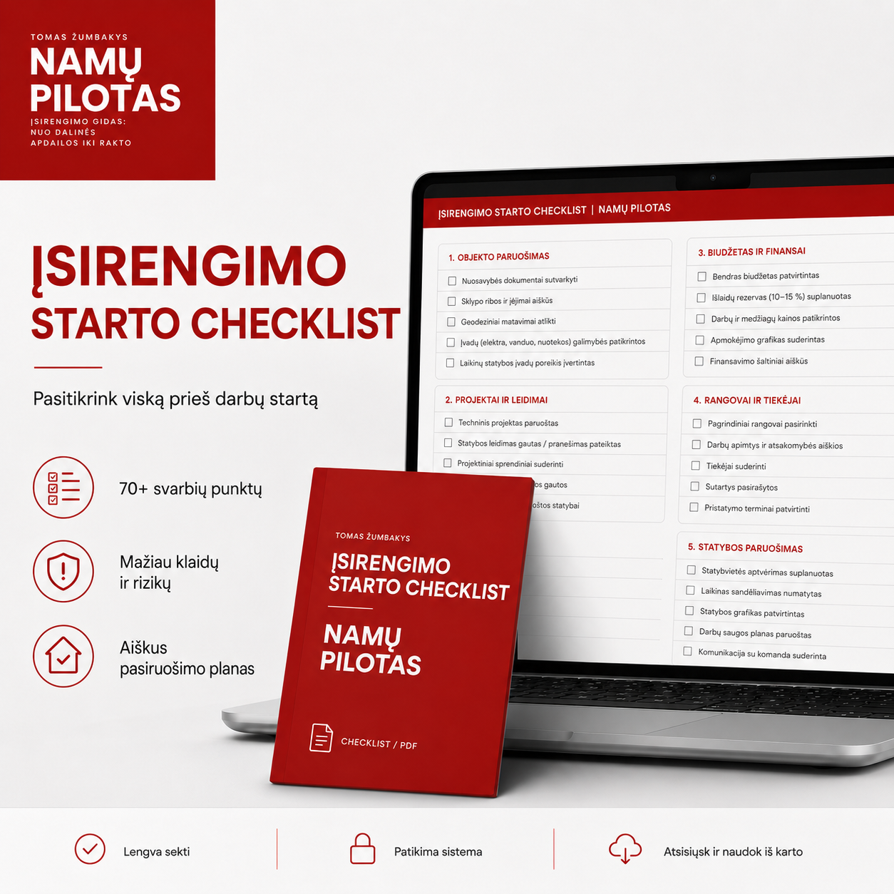 ĮSIRENGIMO STARTO CHECKLIST (70+ punktų)